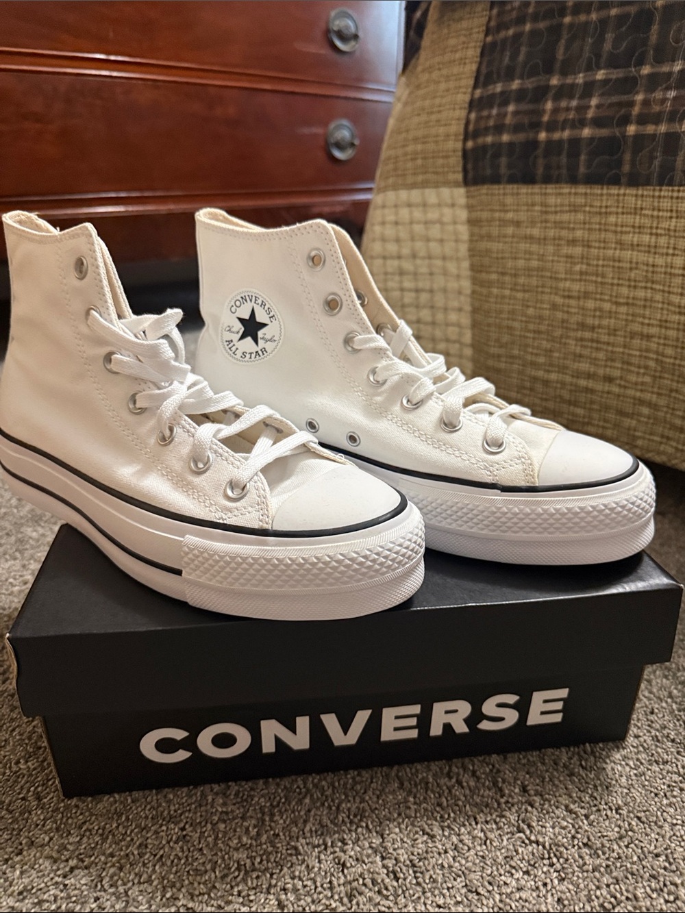 Converse White High Top Platform Sneakers
